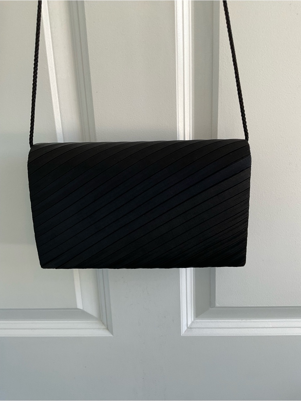 La Regale Classic Black Satin Evening Shoulder Bag